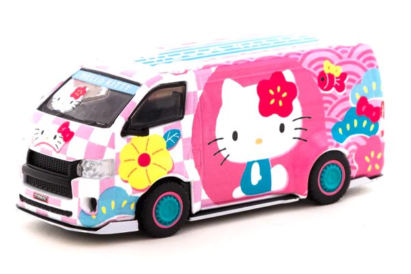 Tarmac T64-038-HKSF Toyota Hiace Widebody "Hello Kitty" Capsule rosa/bunt Collab64 Maßstab 1:64 Mode