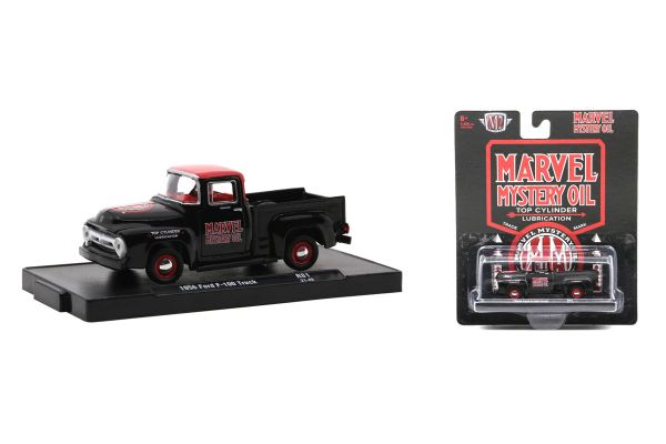 M2 Machines 11228-R81-21-49 Ford F-100 Truck "Marvel Mystery Oil" schwarz/rot 1956 Maßstab 1:64 Mode
