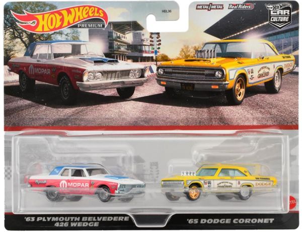 Hot Wheels HKF56 Plymouth Belvedere 1963 + Dodge Coronet 1965 Premium 2er Set 1:64