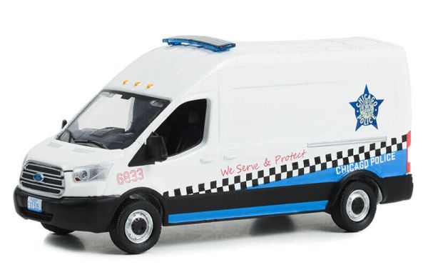 Greenlight 53050-B Ford Transit LWB High Roof "Chicago Police" weiss 2019 - Route Runners 5 Maßstab