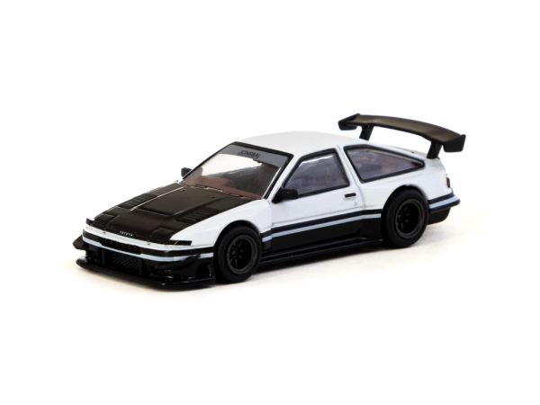 Tarmac T64G-060-WB Toyota Sprinter Trueno AE86 Widebody by Jon Sibal weiss/schwarz Maßstab 1:64