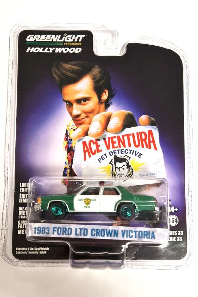 Chase Car! Greenlight 44930-B Ford LTD Crown Victoria Police "Ace Ventura" grün/weiss 1983 - Hollywo