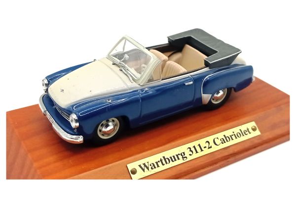 Atlas 7130102 Wartburg 311-2 Cabrio blau/creme 1957 Maßstab 1:43 Modellauto (NOS)