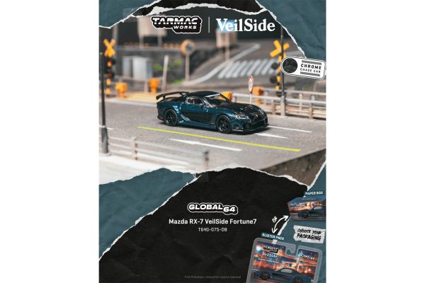***PREORDER Tarmac Mazda RX-7 Veilside Fortune7 2026 dunkelblau/schwarz
