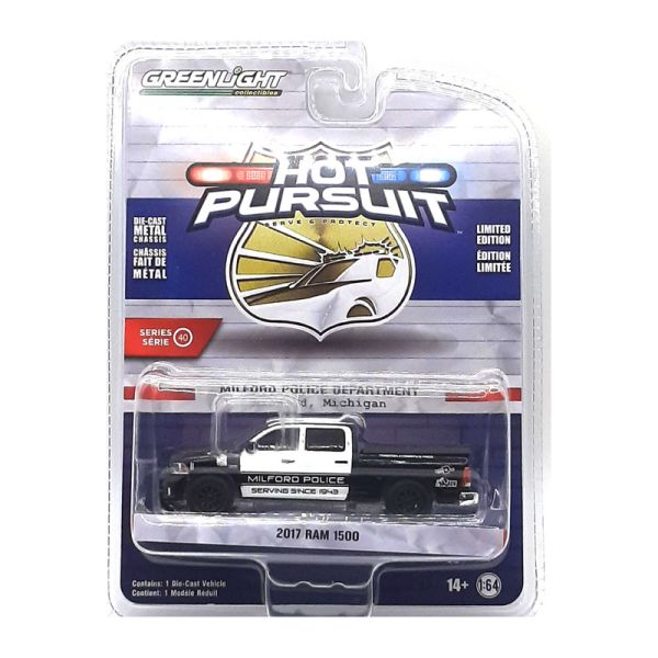 Greenlight 42980-E Dodge RAM 1500 "Milford Police" schwarz/weiss 2017 - Hot Pursuit 40 Maßstab 1:64