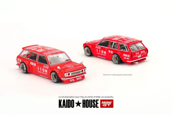 ***Kaidohouse KHMG020 Datsun 510 Wagon FIRE V1 rot (RHD) MiniGT Maßstab 1:64 Modellauto