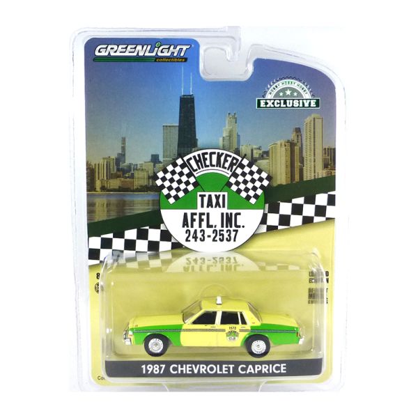 Greenlight 30233 Chevrolet Caprice "Chicago Checker Taxi" grün/gelb 1987 - Exclusive Maßstab 1:64 Mo