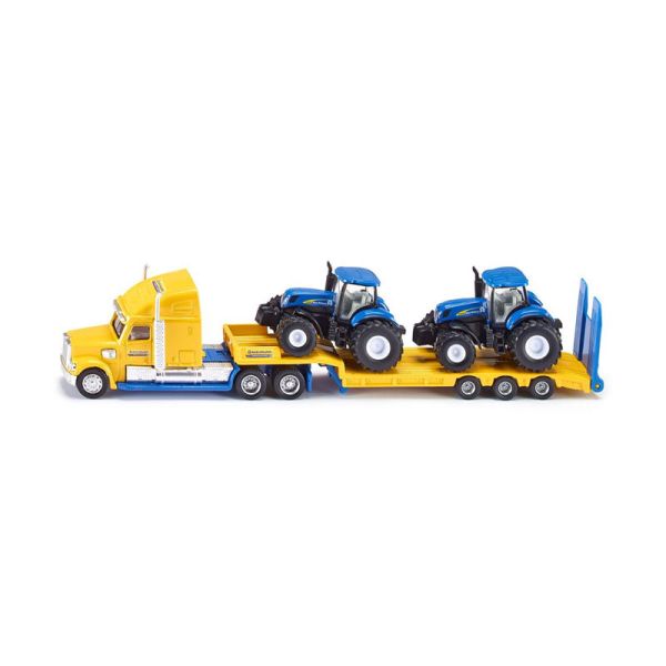Siku 1805 US Truck mit 2 New Holland T8 Traktoren blau/gelb Maßstab 1:87