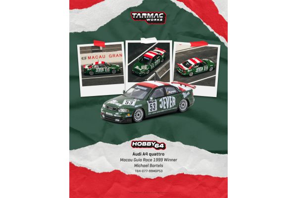 ***PREORDER Tarmac Audi A4 (B5) Quattro #53 Michael Bartels Sieger Macau Guia Race 1999 grün