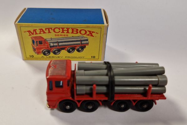 gebraucht! Matchbox No. 10 Pipe Truck rot mit Rohren Made in England mit BOX - fast wie neu