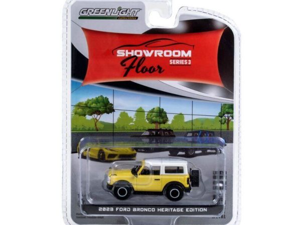 Greenlight 68030-D Ford Bronco Heritage Edition 2023 gelb - Showroom 3 Maßstab 1:64 Modellauto
