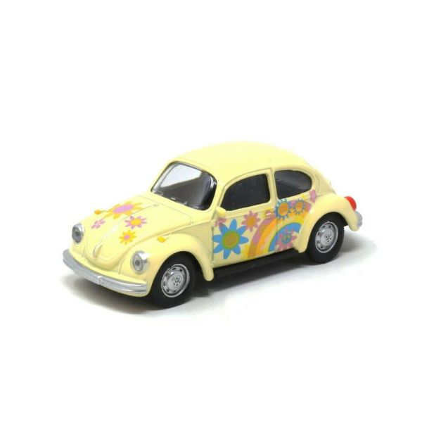 Norev 310518 VW Käfer &quot;Peace and Love&quot; gelb 1973 Maßstab 1:64 Modellauto