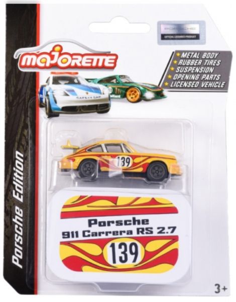 Majorette 212053161 Porsche 911 Carrera RS 2.7 gelb/rot Porsche Edition Maßstab 1:54 Modellauto
