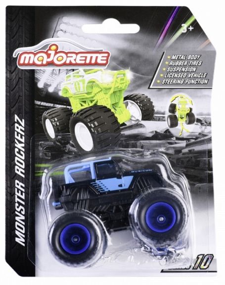 Majorette 212054037 Monster Truck Jeep Wrangler schwarz/blau - Monster Rockerz Maßstab ca. 1:64 Mode