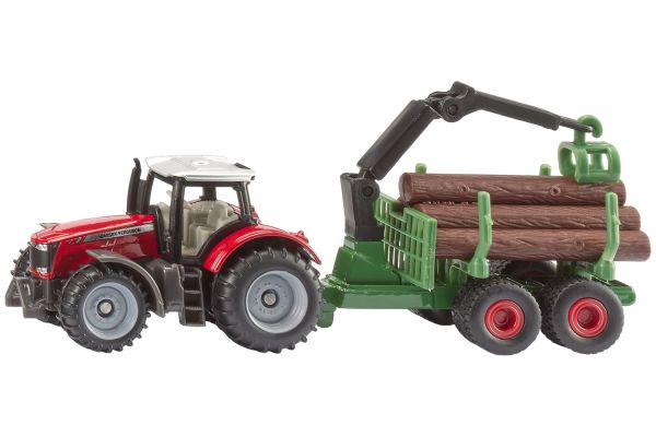 Siku 1134 Massey Ferguson mit Forstanhänger rot/grün