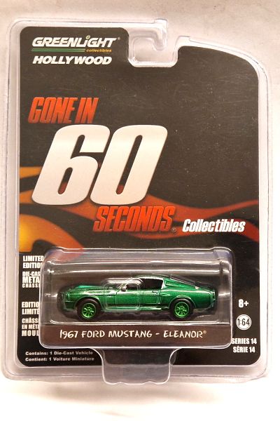 CHASE Car! Greenlight 44742 Ford Mustang Eleanor grün (Green Machine) 1967 - Hollywood Series Maßsta