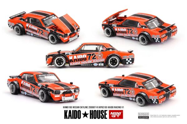 Kaidohouse 195 Nissan Skyline 2000GT-R (KPGC10) Kaido Racing V1 orange/schwarz 1:64