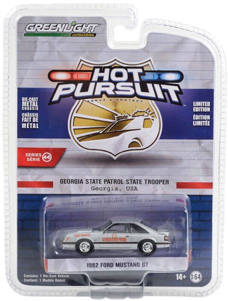 Greenlight 43020-A Ford Musteng GT "Georgia State Patrol" silber 1982 - Hot Pursuit 44 Maßstab 1:64