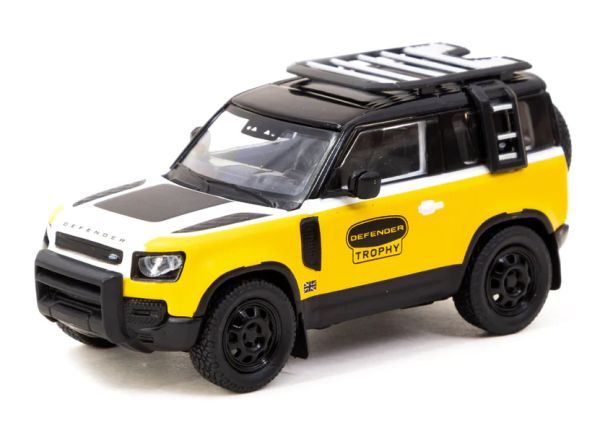 Tarmac T64G-019-TE Land Rover Defender 90 Trophy Edition schwarz/gelb Maßstab 1:64 Modellauto