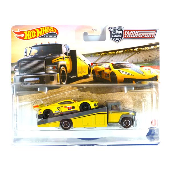 Hot Wheels FLF56-GRK67 Corvette C8.R + Carry On gelb/grau - Team Transport #36 ca. 1:64