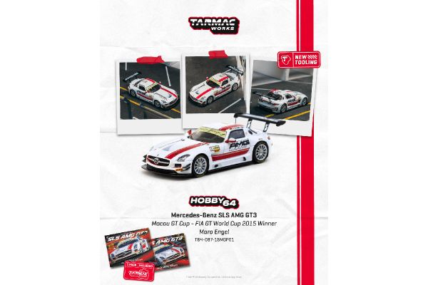 ***PREORDER Tarmac Mercedes Benz SLS AMG GT3 Macau GT Cup - Sieger FIA GT World Cup 2015 weiss/rot