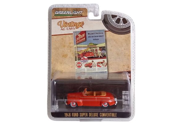 Greenlight 39140-A Ford Super Deluxe Convertible rot 1946 - Vintage AD Cars 1:64