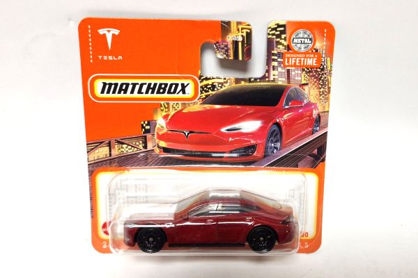 Matchbox HVN70 Tesla Model S rot metallic 89/100 Maßstab ca. 1:64 Modellauto 2024
