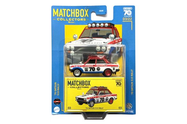 Matchbox GBJ48-HLJ58 Datsun 510 Rally rot/weiss/blau 1970 - Collectors Serie 03/22 Maßstab ca. 1:64