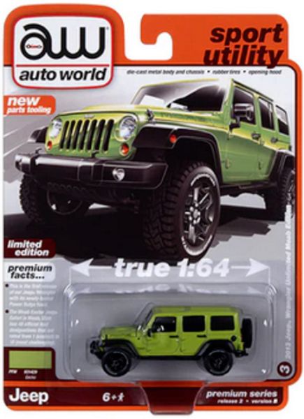 Autoworld AW64402B-3 Jeep Wrangler Unlimited Moab Edition hellgrün 2013 - Premium 2023 R2 Maßstab 1: