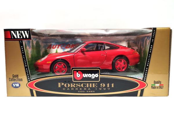 Bburago 3385 Porsche 911 Carrera 1997 rot Maßstab 1:18 (NOS)