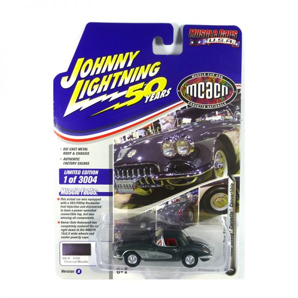 Johnny Lightning JLMC021-A1 Chevrolet Corvette Cabrio grau metallic - Muscle Cars USA Maßstab 1:64