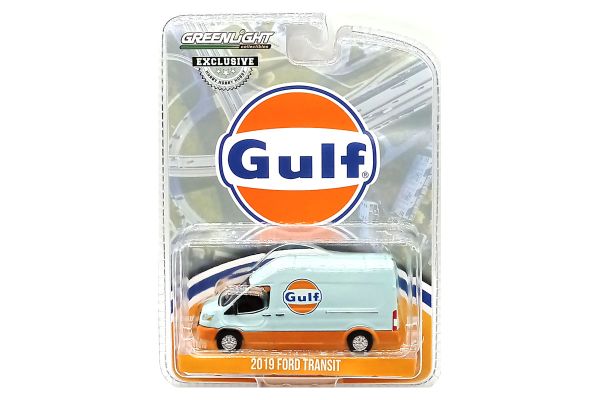 Greenlight 30260 Ford Transit "Gulf" hellblau/orange 2019 - Exclusive Maßstab 1:64 Modellauto