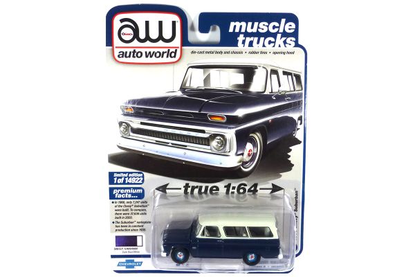 Autoworld AW64342B-2 Chevrolet Suburban dunkelblau/weiss 1966 - Premium 2021 R5 Maßstab 1:64 Modella