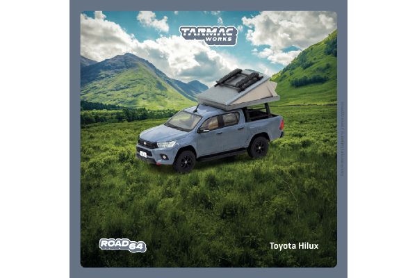 ***Tarmac T64R-041-CAMP Toyota Hilux mit Campingzelt grau Maßstab 1:64 Modellauto