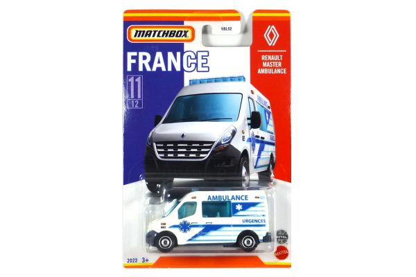 Matchbox HBL02-HFH78 Renault Master "Ambulance" weiss/blau - Best of France 11/12 Maßstab 1:64 Model