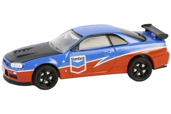 Greenlight 41175-E Nissan Skyline GT-R (R34) blau/orange 2000 - Chevron Special Edition 1, 1:64