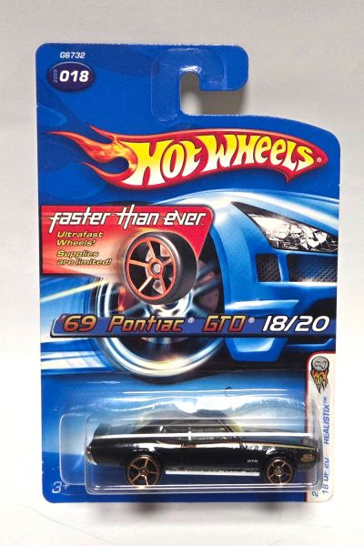 NOS! Hot Wheels G6732 Pontiac GTO schwarz 1969 First Edition Longcard - Blister