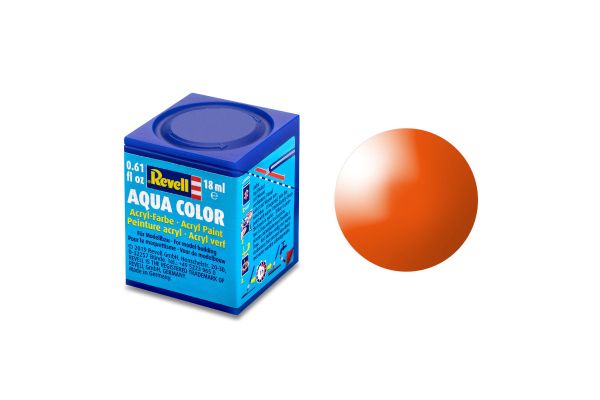 Revell 36130 Aqua Color orange, glänzend Modellbau-Farbe auf Wasserbasis 18 ml Dose