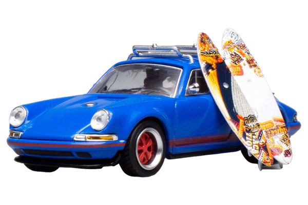 Pop Race PR640018 Singer 964 mit Surfbrett blau Maßstab 1:64 Modellauto