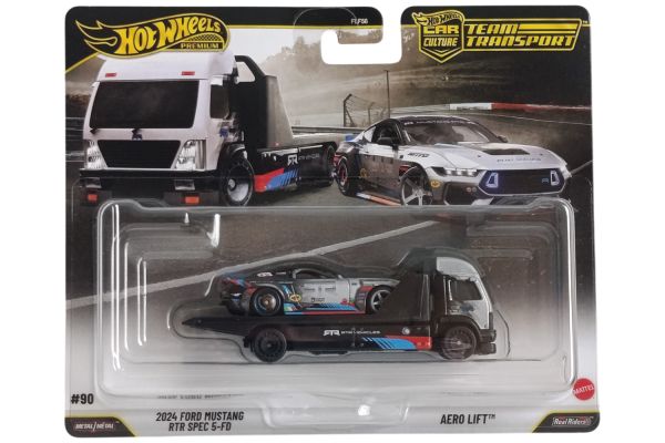 Hot Wheels JHX92 Ford Mustang RTR 2024 + Aero Lift silber/schwarz - Team Transport #90