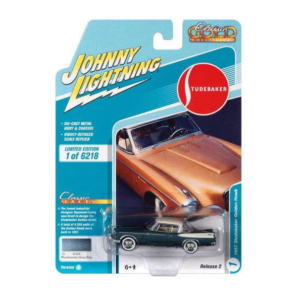 Johnny Lightning JLCG025A-1 Studebaker Golden Hawk blaugrau metallic 1957 - Classic Gold 2021 R2 Maß