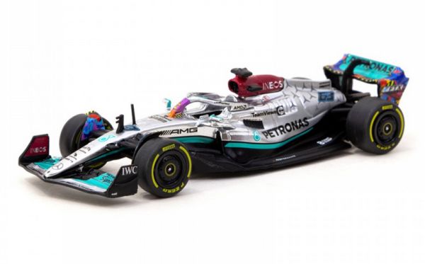 Tarmac T64G-F044-GR2 Mercedes-AMG F1 W13 EQ Performance G. Russel Miami GP 2022 Maßstab 1:64 Modella