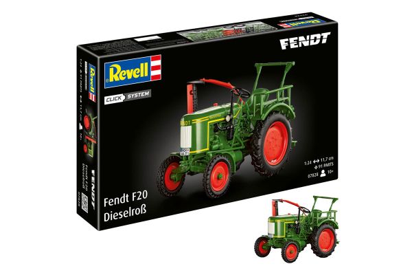 Revell Fendt F20 Dieselroß Traktor grün/rot Modellbausatz 91-tlg. 1:24