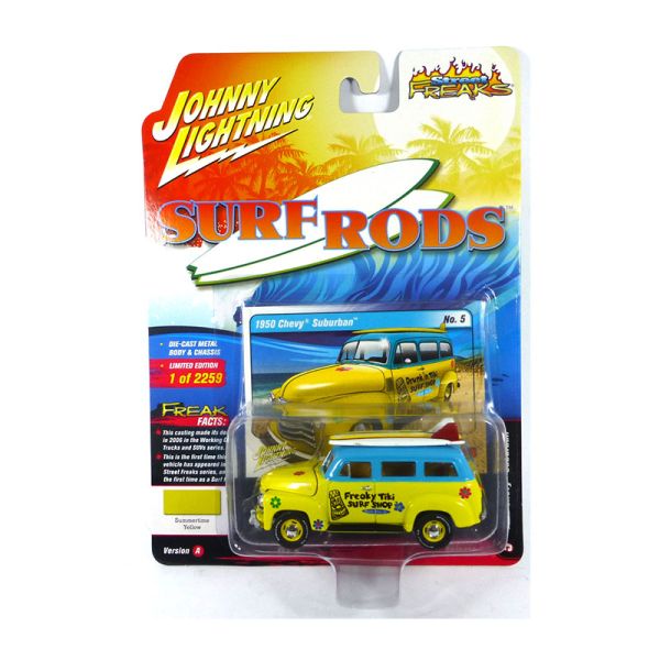 Johnny Lightning JLSF010A-5 Chevrolet Suburban gelb/blau - Surf Rods 1:64