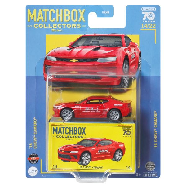 Matchbox GBJ48-HLJ61 Chevrolet Camaro rot 2016 - Collectors Serie 14/22 Maßstab ca. 1:64 Modellauto