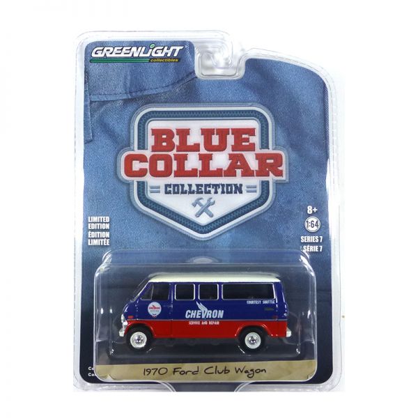 Greenlight 35160-A Ford Club Wagon "Chevron" blau/weiss/rot - Blue Collar Collection Maßstab 1:64