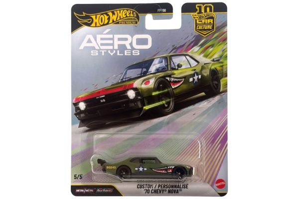 Hot Wheels FPY86-JKF37 Custom Chevrolet Nova 1970 matt grün - Aerostyles 1:64