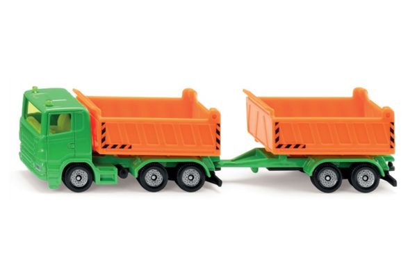***Siku 1685 LKW mit Kippmulde und Anhänger grün/orange (Blister)