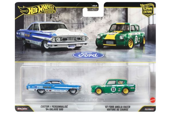 Hot Wheels HBL96-JHW50 Custom / Personnalisé Galaxie 500 blau 1964 & Ford Anglia Racer Voiture De Co