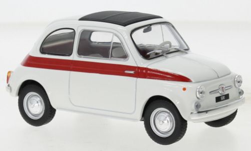 Whitebox WB124182 Fiat 500 weiss/roter Streifen 1960 Maßstab 1:24 Modellauto